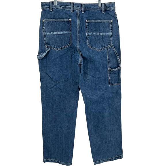 VTG 90s y2k Men's Calvin Klein Carpenter Double Stone Wash Blue Denim Jeans 34 - Picture 7 of 10